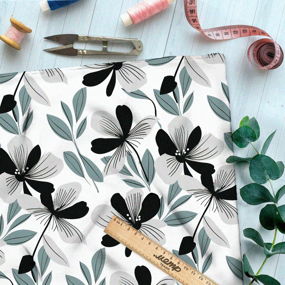 Ткань премиум шифон танцующие цветы весны