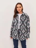 Рубашка Kefirmaykifer оверсайз Этно розово-голубая