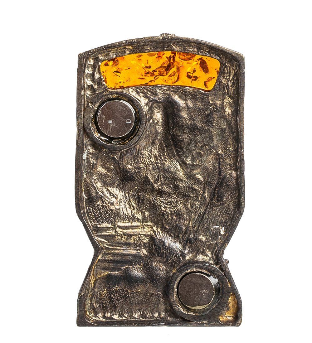 AM-1100 Магнит «С легким паром» (латунь, янтарь)