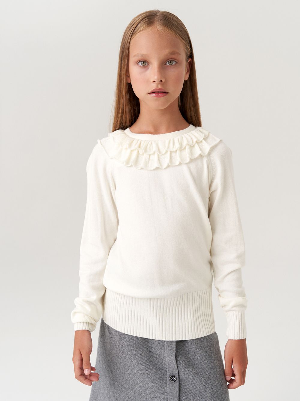 Джемпер школьный для девочки AT997  молочный