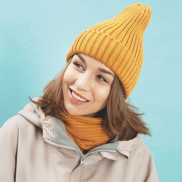 Шапка Утеплённая Желто-Горчичная - фото 2