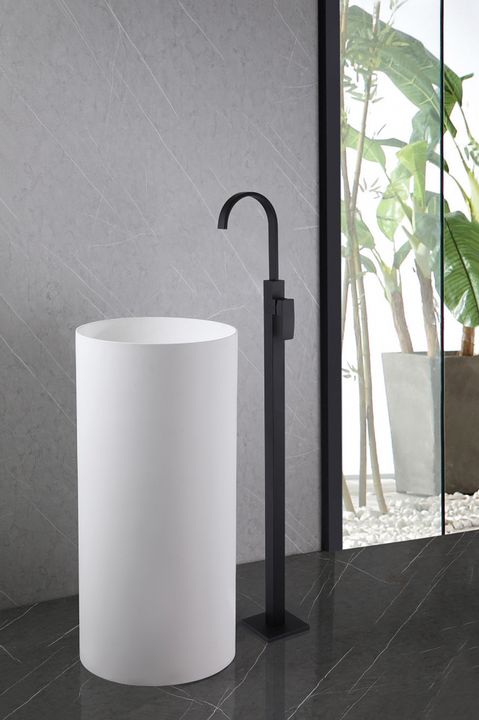 Смеситель ABBER Wasserfall AF8640B напольный для раковины, черный матовый