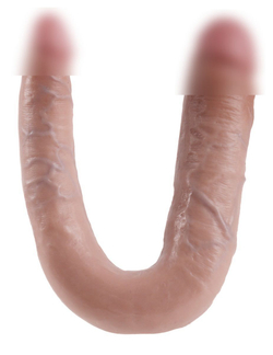 Телесный двусторонний фаллоимитатор U-Shaped Large Double Trouble - 44,4 см.