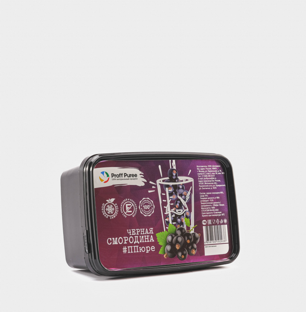 ПЮРЕ Proff Puree из черной смородины 10% сахара (Контейнер 1 кг)