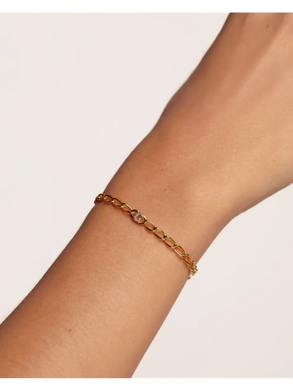 Браслет Буква G серебро 925 пробы покрытое золотом