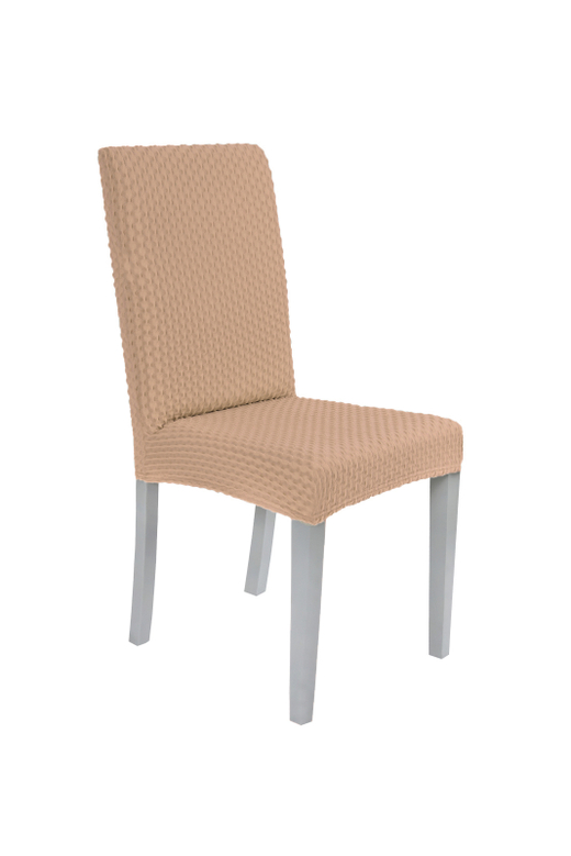 Чехол на стул без оборки Стрейч, цвет Какао, Набор 2 шт.