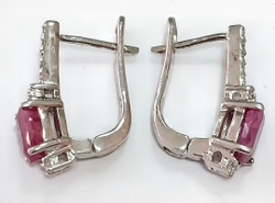 Ювелирные серьги из серебра,вставка рубин,фианиты
