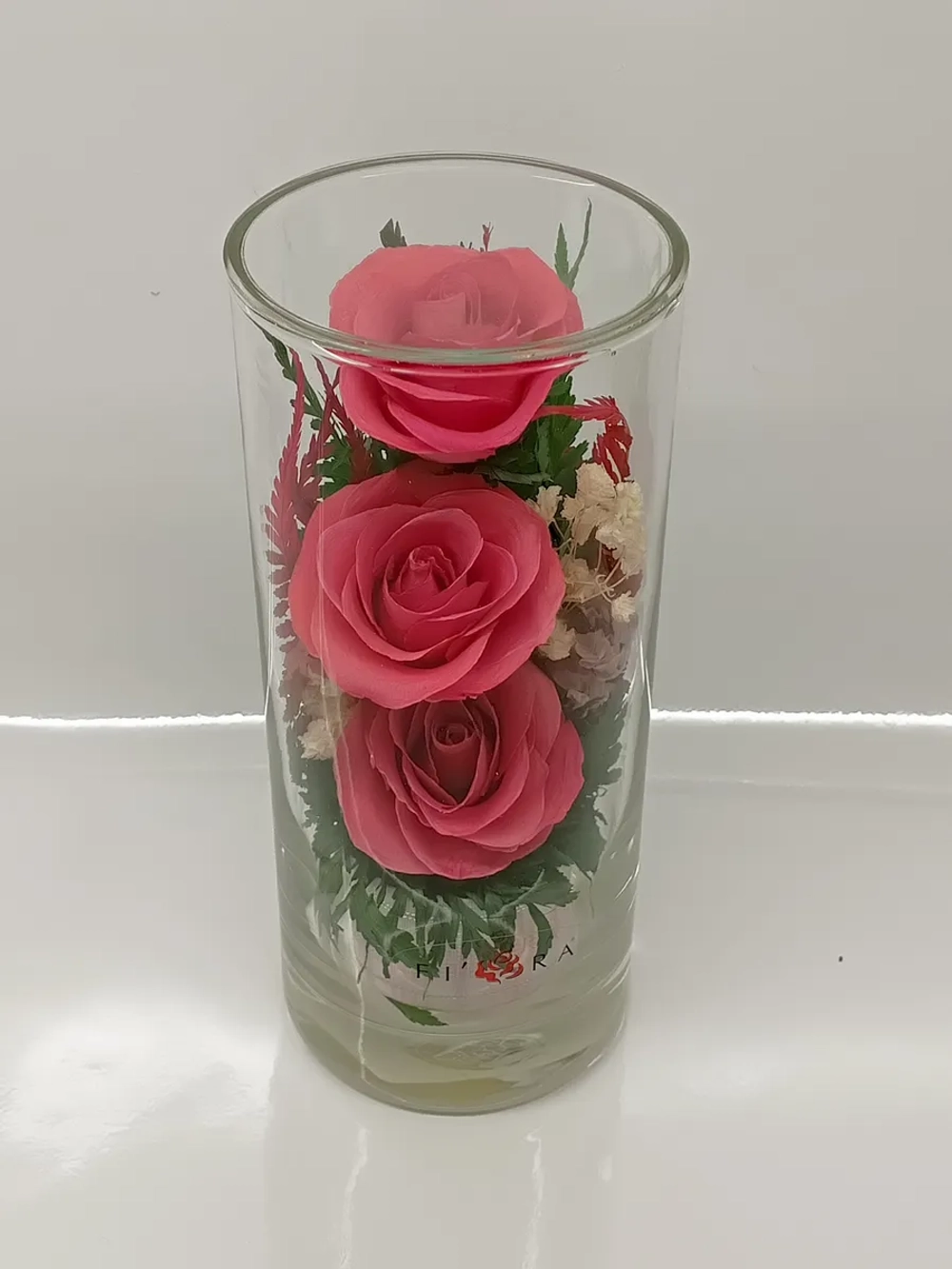 натуральные кустовые розы в стекле, вакуум*