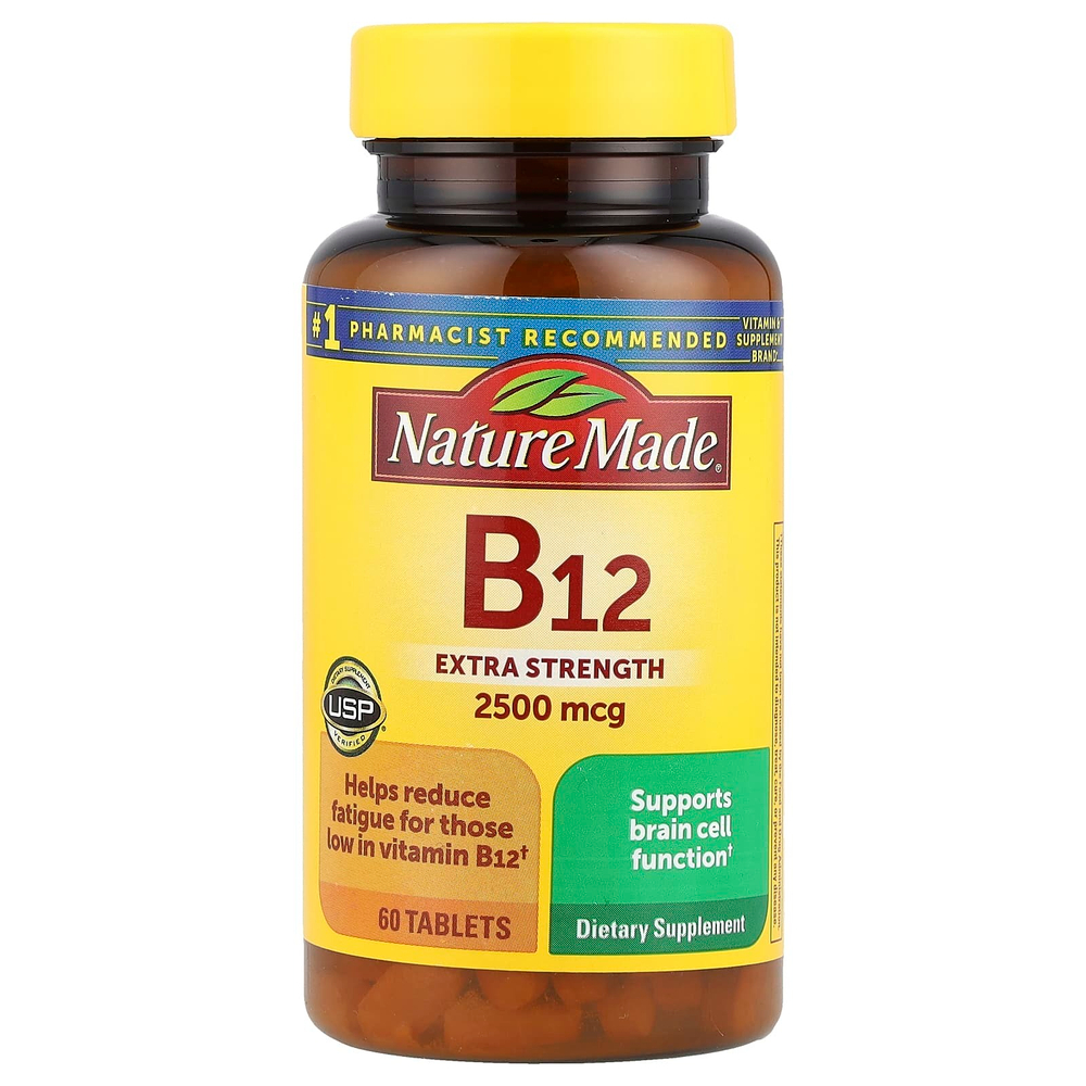 Nature Made, Витамин B12, с повышенной силой действия, 60 таблеток