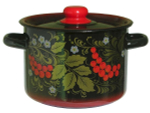 Кастрюля 4,5л "Рябина" черная с красным