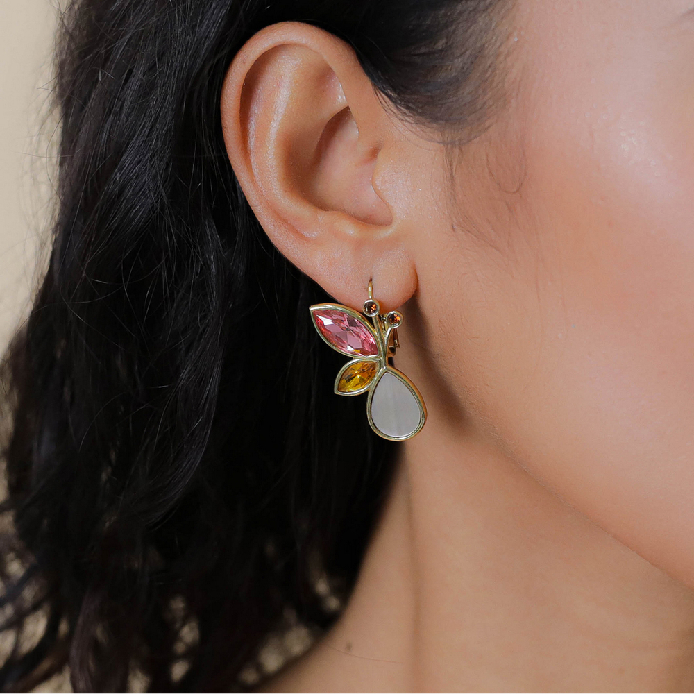 Серьги Franck Herval, Emy, с перламутром, стразами и кристаллами, FH26.1-12-69976 (розовый)