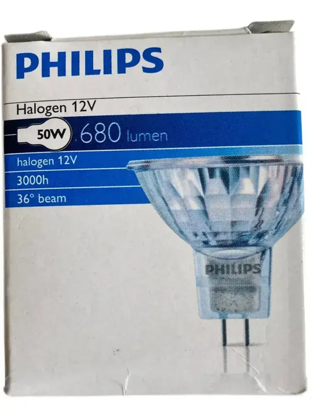Philips Лампочка Gu5.3 50w 12v 36(градусов) 3000k 680lm halogen(2 штуки в комплекте)