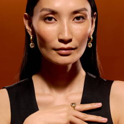 Серьги c Зелёным Аметистом и Жёлтыми Сапфирами, Эмаль, E0176-52/20