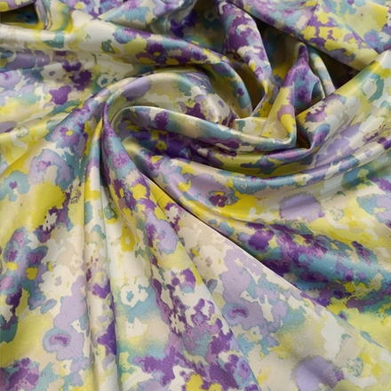 Атлас-стрейч, сиреневый камуфляж