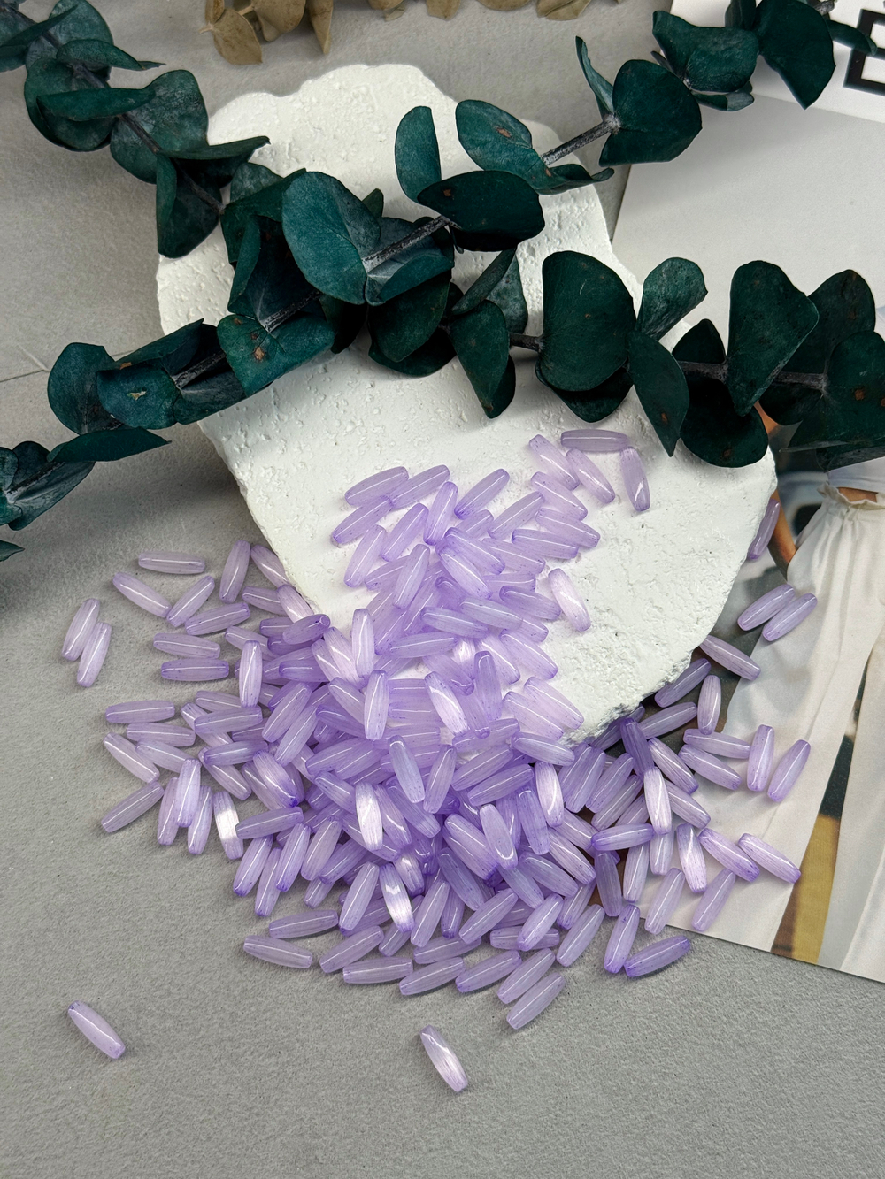 Стеклянные бусины «Кошачий глаз» 12*4 мм, 100 штук, фиалка