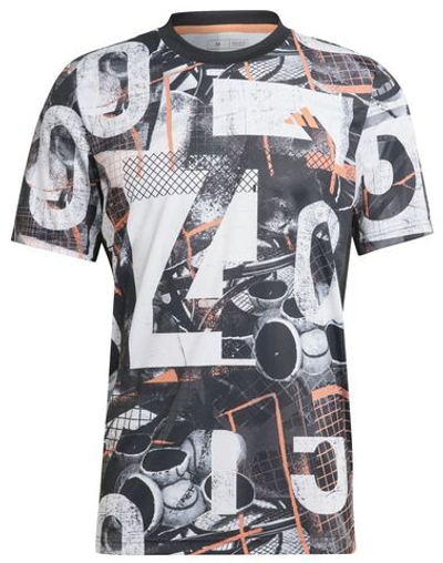 Футболка мужская теннисная Adidas Spring Club Graphic Tee - white/black/corfus