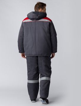 Куртка зимняя "Экспертный-Люкс NEW" (т.серый/красный)