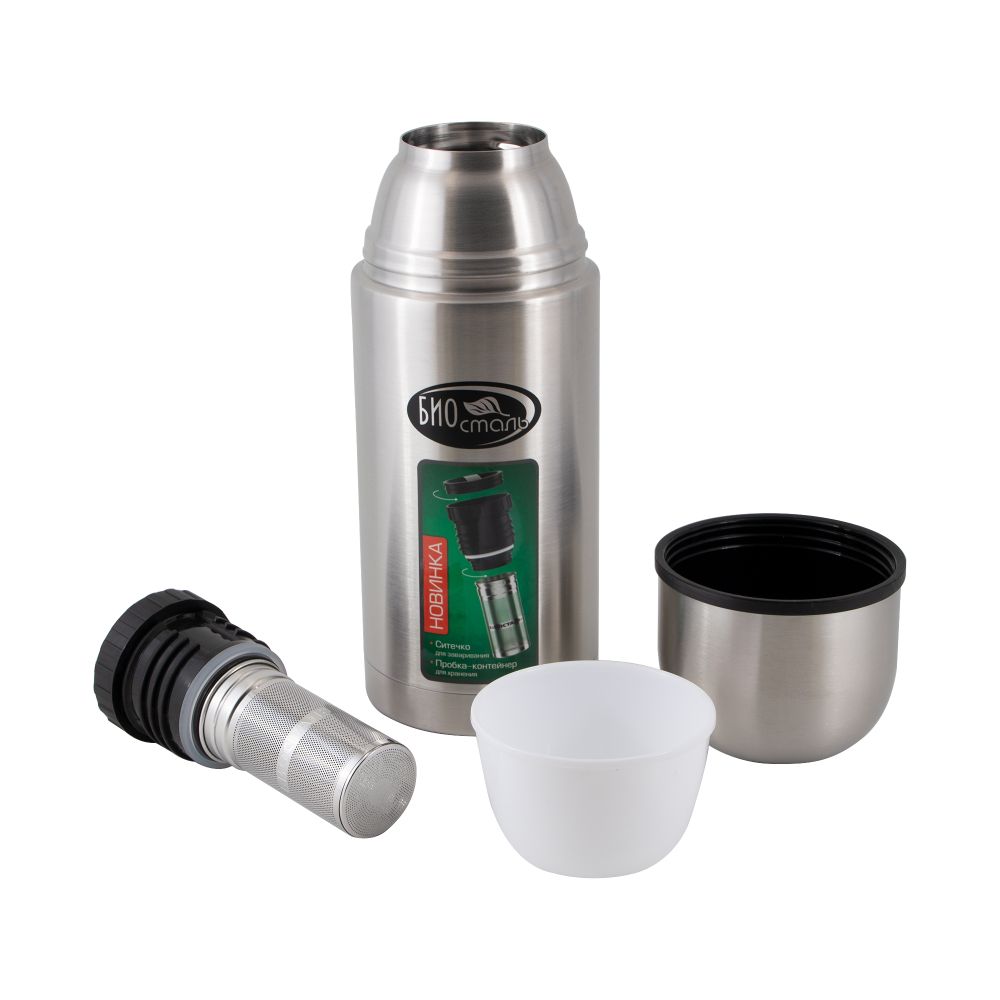 Термос &quot;Биосталь-ОХОТА&quot; с узкой горловиной и пробкой с ситечком, 0,75 л/12/