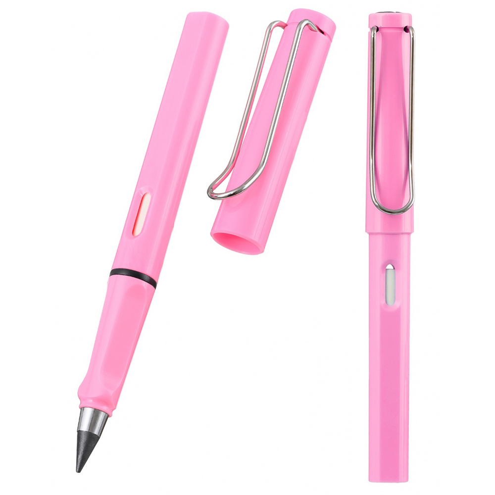 Карандаш вечный, чернографитный, Basir, с ластиком, розовый корпус