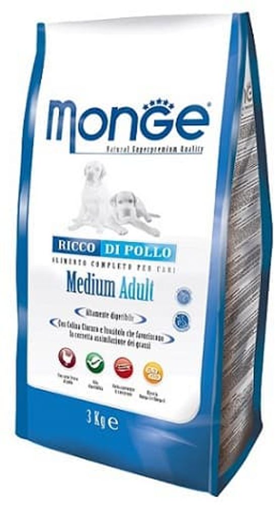 Monge Dog 3кг Medium корм для взрослых собак средних пород Monge Dog 3кг Medium корм для взрослых собак средних пород