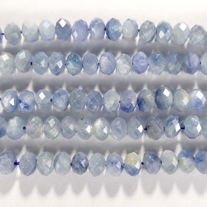 Бусина из кианита, фигурная, 4x6 мм (рондель, граненая)