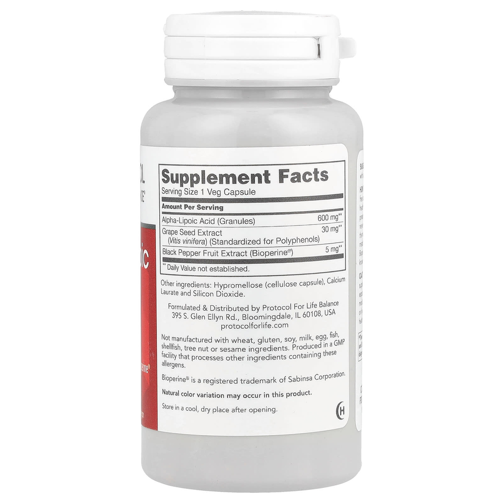 Protocol for Life Balance, Альфа-липоевая кислота, 60 растительных капсул