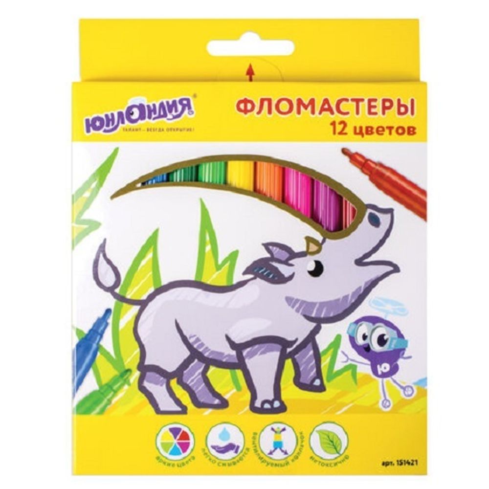 Фломастеры 12 цветов Юнландия Экзотика, картонная упаковка