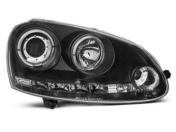 Передние фары VW Golf 5 angel eyes black