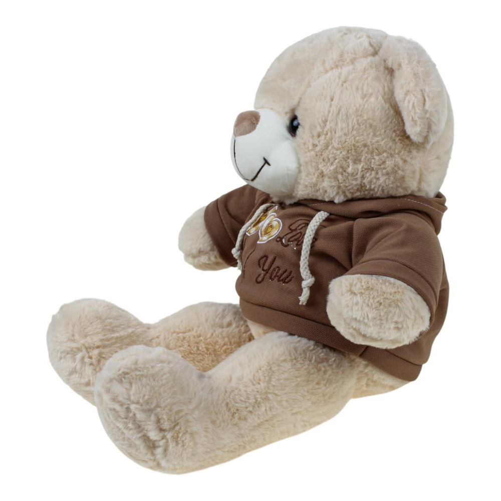 Медведь в кофте с капюшоном и 2-мя вышитыми шариками на кофте мал. 23x35x30см. (Hand)