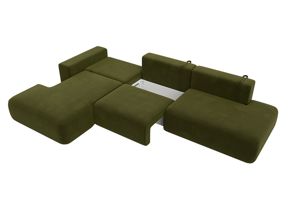 Диван угловой Лига-036 НПБ Модерн Лонг левый угол МИКРОВЕЛЬВЕТ Зеленый