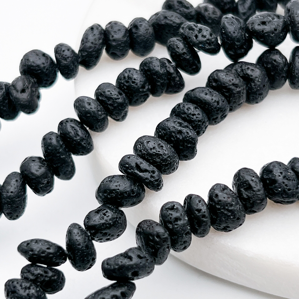 "Лава" бусины, фриформ, размер около 6-8 мм, цена за отрезок 19 см (1/2 нити)