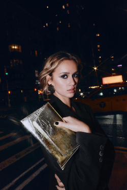 ZARA СУМКА С РЕЛЬЕФНЫМ УЗОРОМ И КЛАПАНОМ, ЗОЛОТИСТЫЙ