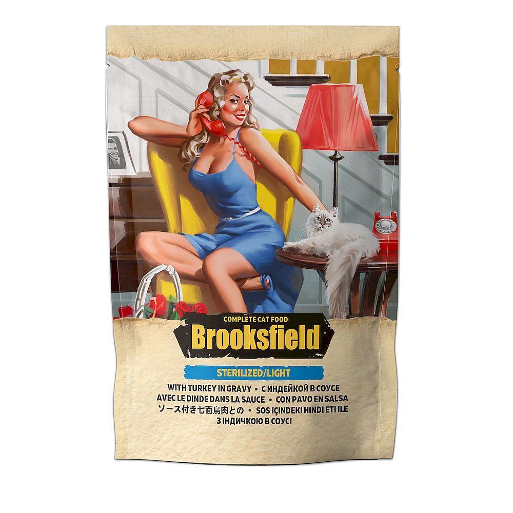 Влажный корм BROOKSFIELD Sterilized/Light Cat Turkey для кошек с индейкой в соусе, пауч 85г Влажный корм BROOKSFIELD Sterilized/Light Cat Turkey для кошек с индейкой в соусе, пауч 85г