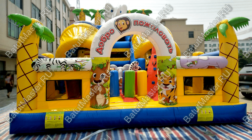 Коммерческий надувной батут "Слоник со скалодромом 2"