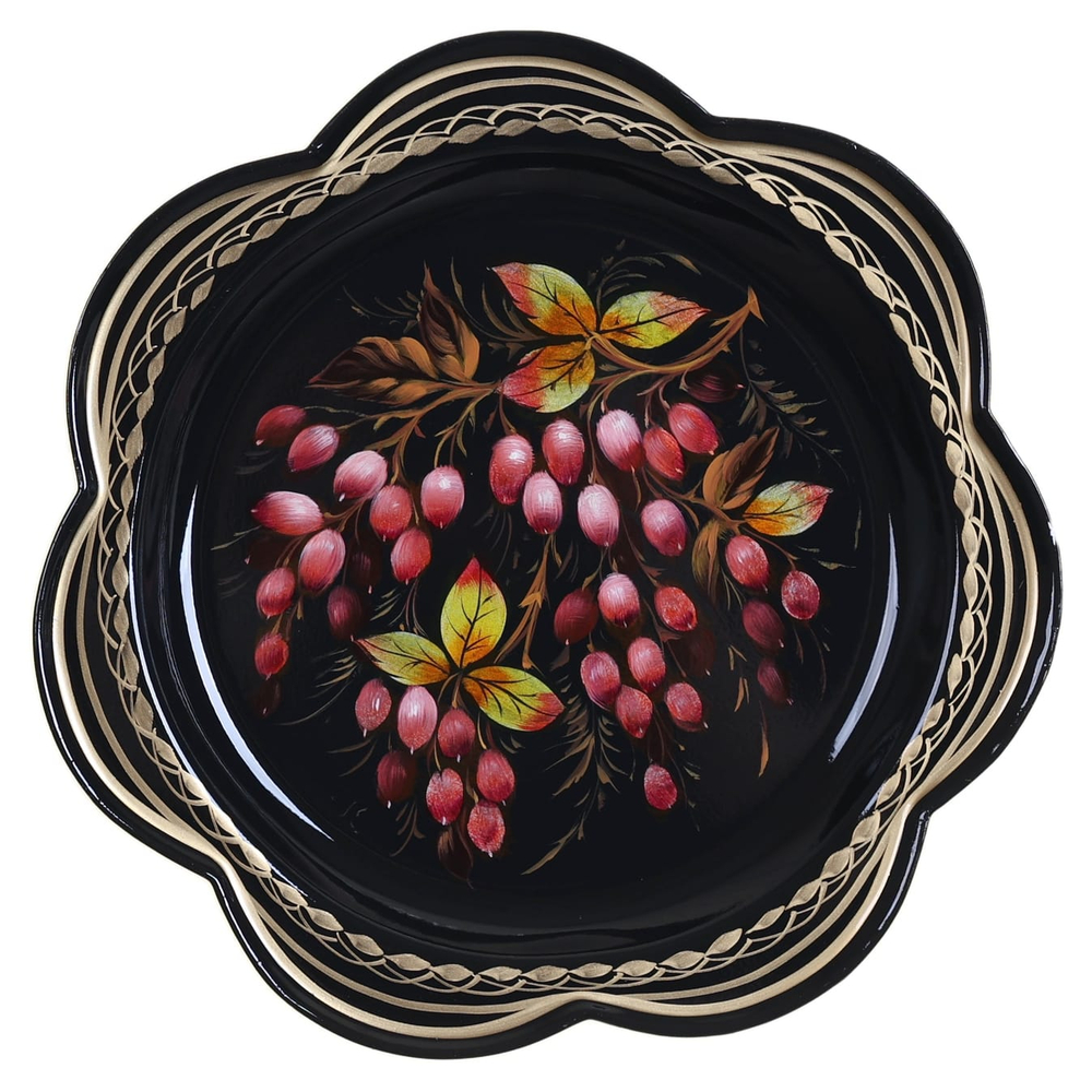 Жостовский поднос декоративный, размер 18 см (A1), металлический
