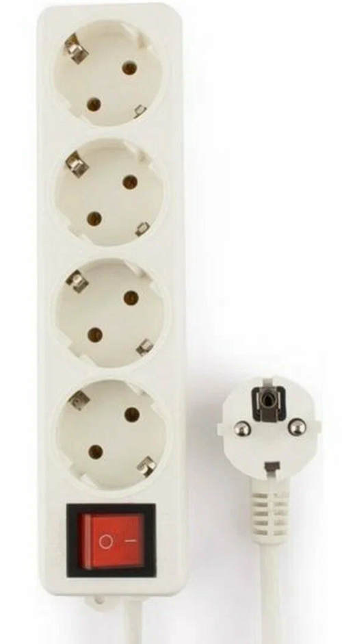 Удлинитель 4-розетки 2-метра 16А 3*1мм Земля выключатель ГАРНИЗОН белый