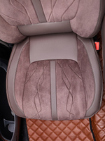 Чехлы Люкс DAF XF 106 (экокожа, коричневый цвет, коричневая вставка)