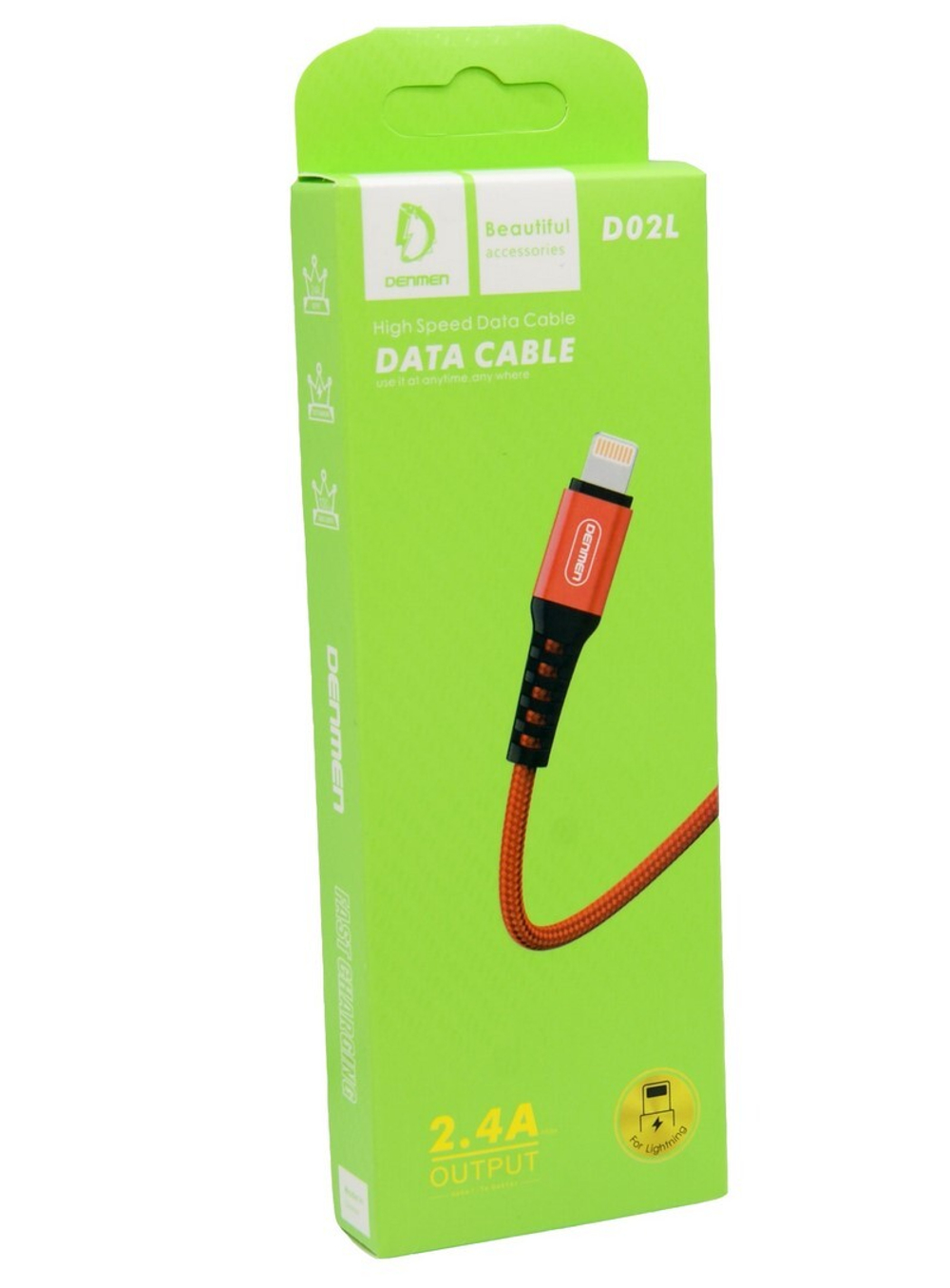 Кабель USB - Lightning DENMEN D02L (красный) 1м