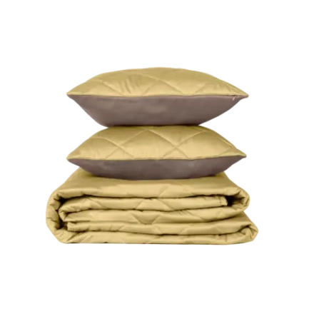 Покрывало + 2 наволочки BuyColor Шоколад/Горчица