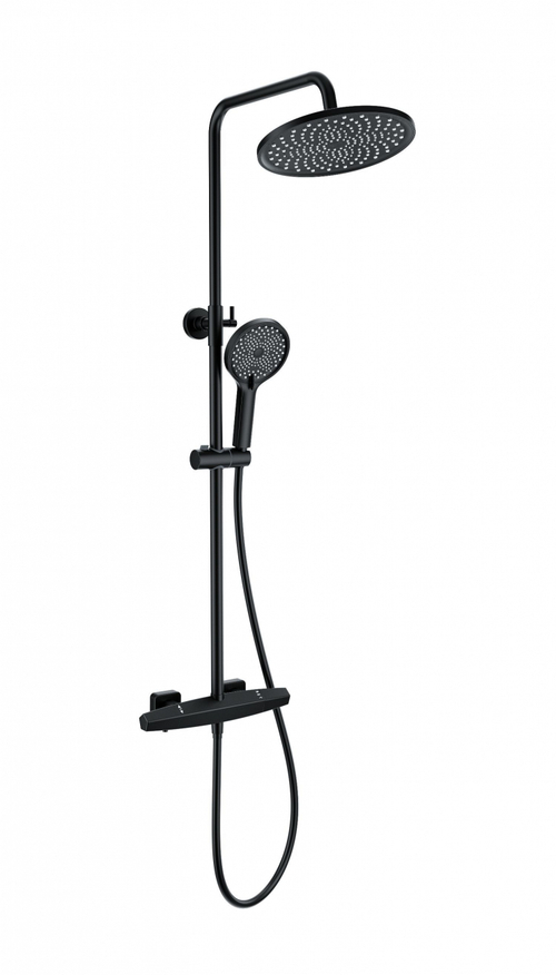 Душевая система с термостатом WONZON & WOGHAND NEO, Черный матовый (WW-B3045-A-MB)