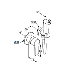 Гигиенический душ со смесителем Kludi Zenta SL 489990565 Хром схема