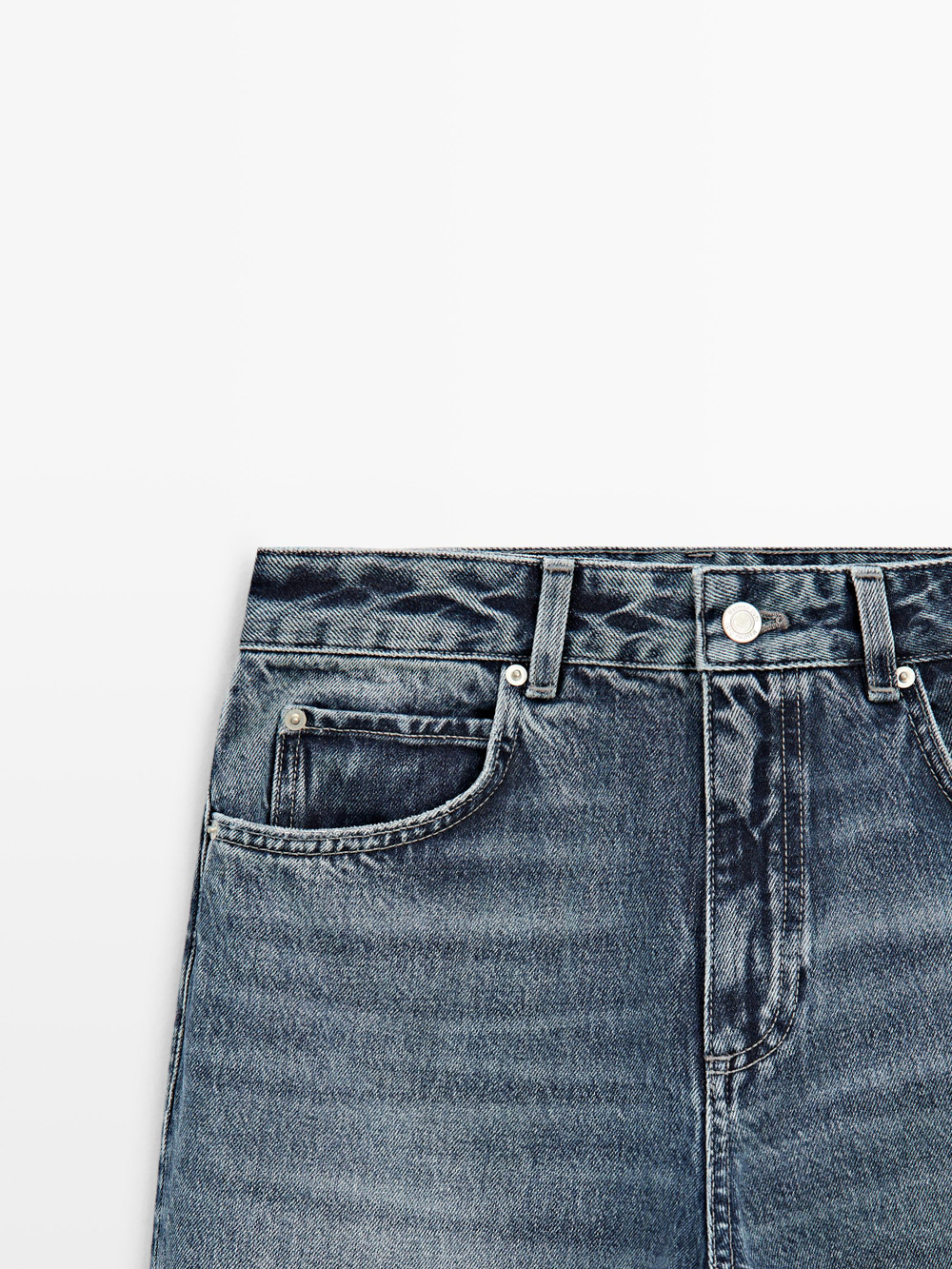 Massimo Dutti Джинсы свободного кроя с высокой талией, средне-синий