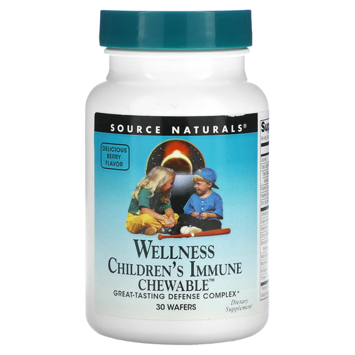 Source Naturals, Wellness Children's Immune Chewable™, со вкусом ягод, 30 жевательных таблеток