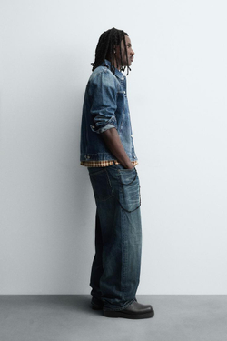 ZARA БАЗОВАЯ ДЖИНСОВАЯ КУРТКА, СИНИЙ