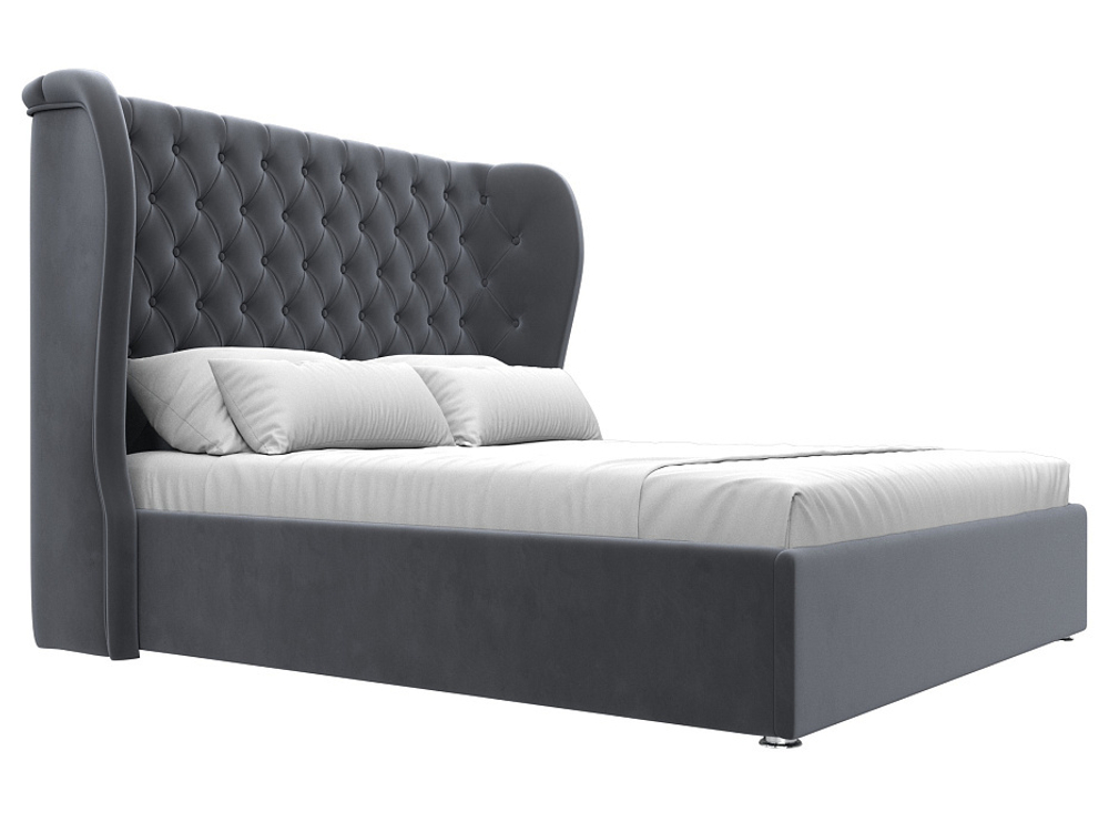 Кровать интерьерная Далия 160, Серый, Велюр, 101087