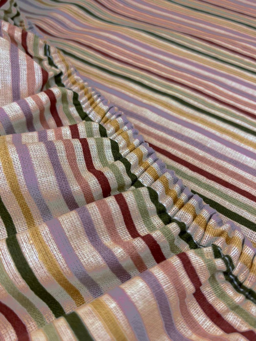 Постельное белье перкаль Сказка "Нежная полоска" 2-спальное Наволочка 50х70 см 2 шт Простынь на резинке 160x200 см Пододеяльник 175x215 см