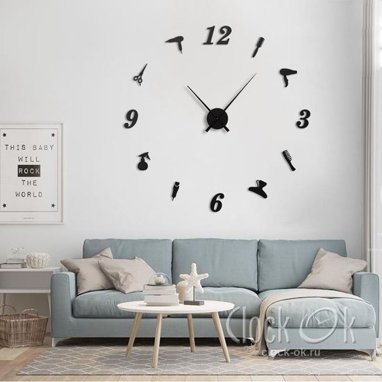 Настенные 3D часы Парикмахер