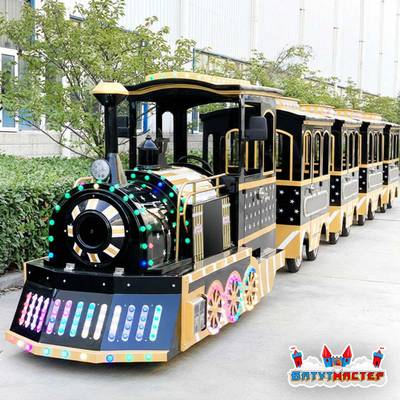 Безрельсовый паровозик «Сияющий путь» 4 вагона, 17 мест, с подсветкой