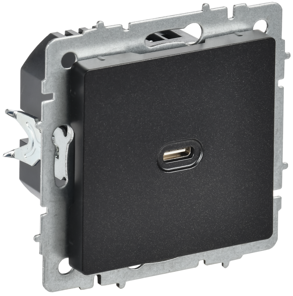 BRITE Розетка USB C 65Вт высокоскоростная зарядка РЮ12-1-БрЧ черный IEK