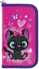 Пенал ПИФАГОР, 2 отделения, ламинированный картон, 19х11 см, "Black kitten", 270881